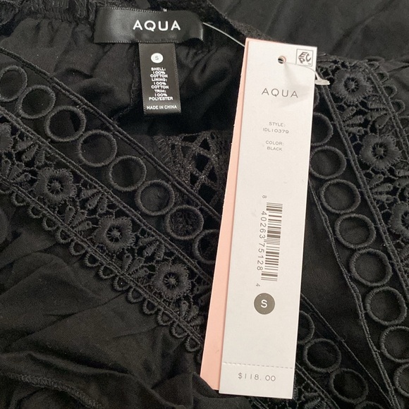 AQUA NWT Ruffled Back Cutout Lined Cotton Whimsigoth Black Midi Dress Size Small - Picture 8 of 11